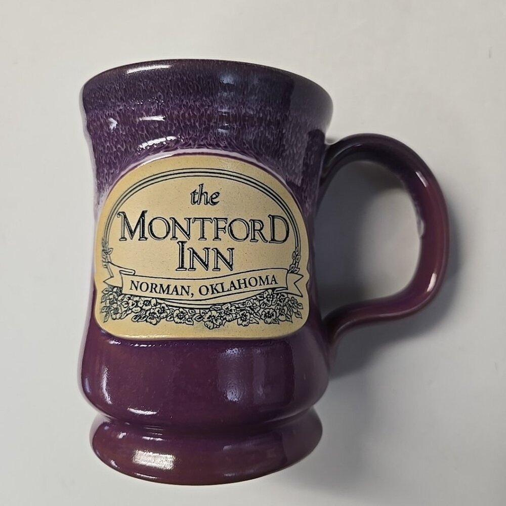 Deneen Pottery The Montford Inn Norman, Oklahoma Purple Drip Glaze Mug 2018